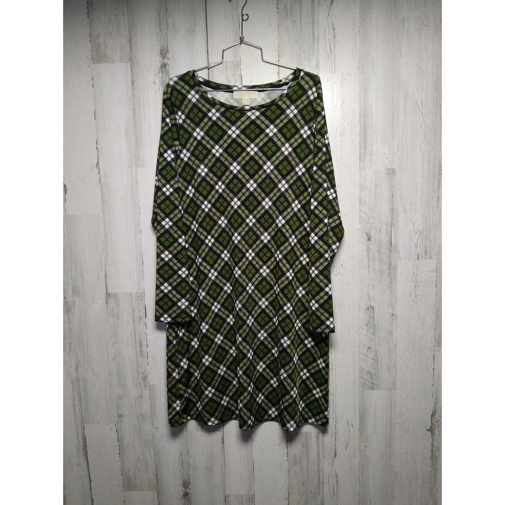 Michael Kors Green Plaid Midi Dress